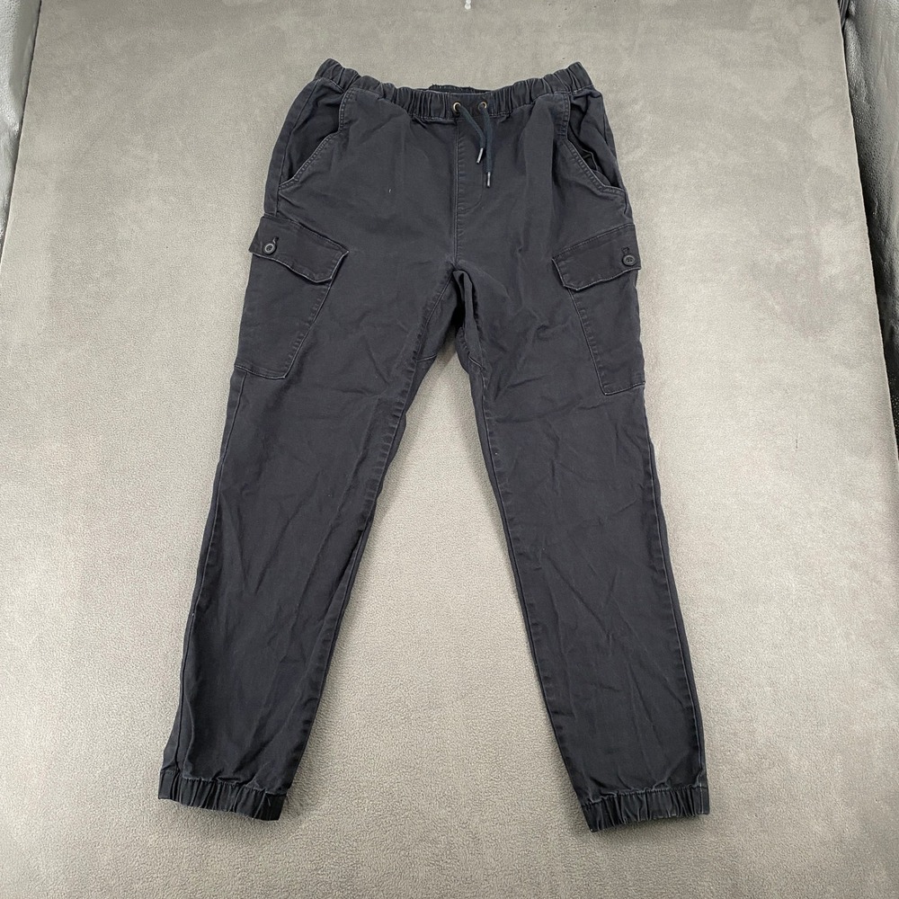 Airwalk Mens Black Cargo Jogger Pants Elastic Waist Drawstring Size Medium
